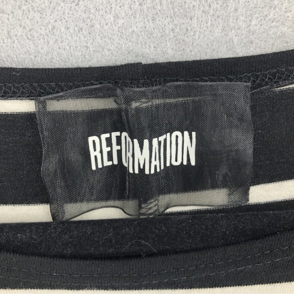 Reformation USA Womens Dress A-Line Flare Midi Striped Black White Size Snall - Picture 3 of 4